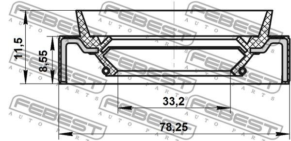 Сальник привода HONDA Accord 03-08 /35x78x8,6x11,5mm FEBEST 95JBS-35780912X