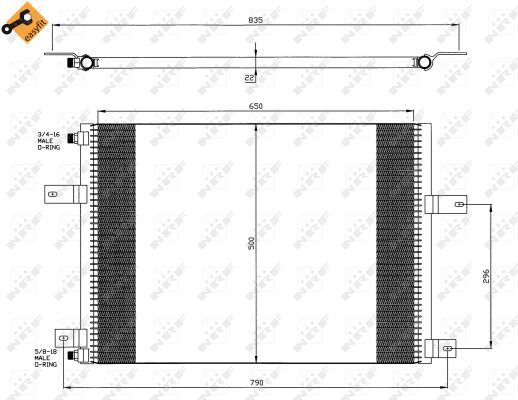 NRF 35638_радиатор кондиционера !650x500x22 \RVI Magnum E.TECH 400.18 00>