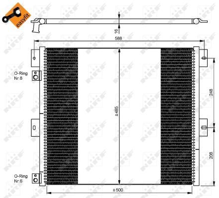 NRF 35924_радиатор кондиционера! Aluminium/Aluminium 554x482x16\ RVI Midlum 05.06>