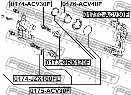 Скоба переднего тормозного суппорта TOYOTA CAMRY (JPP) ACV30,MCV3 FEBEST 0177C-ACV30F