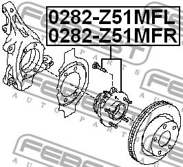 Ступица передняя в сборе L NISSAN Teana (J32) 08-> mot.2.5L FEBEST 0282-Z51MFL