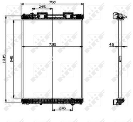 NRF 519537_радиатор системы охлаждения! без рамки 945x733x48\ MAN F2000 94-