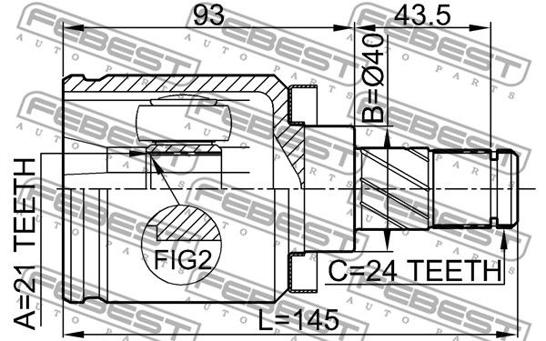 Шрус внутренний 21x40x24 NISSAN ALMERA 2000.02-2006.11 FEBEST 0211-QG15