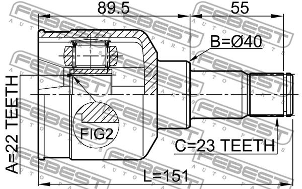 Шрус внутренний 22x40x23 FORD FOCUS II 2008-2011 FEBEST 2111-FUS