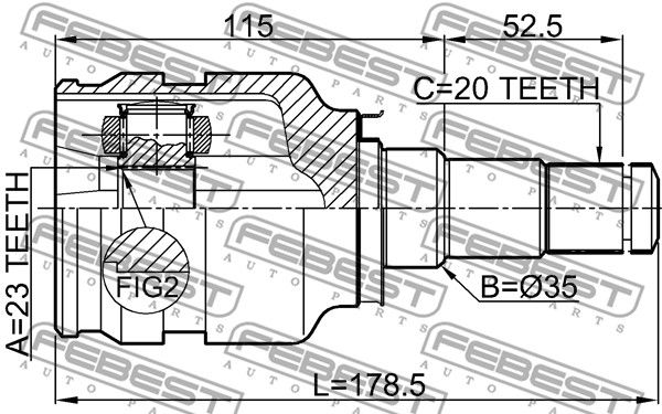 Шрус внутренний 23x35x20 TOYOTA AURIS/HYBRID 2012.10- FEBEST 0111-ZRT270