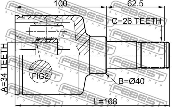 Шрус внутренний 34x40x26 FORD MONDEO GE 2000-2007 FEBEST 2111-GE30MTLH