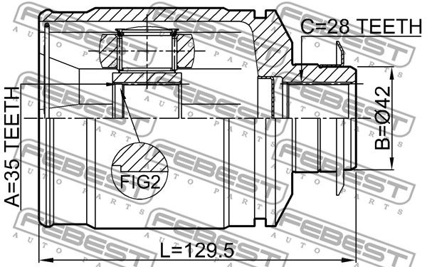 Шрус внутренний 35x42x28 HYUNDAI SANTA FE 10 (2010-) FEBEST 1211-CMRH