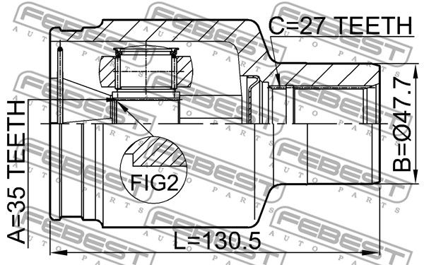 Шрус внутренний 35x47.7x27 SSANG YONG REXTON 2001-2013 FEBEST 1411-MUS