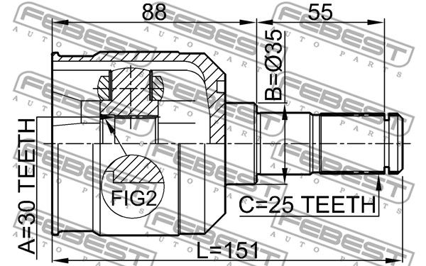 ШРУС внутренний HYUNDAI Elantra 00-06 FEBEST 1211-MAT15