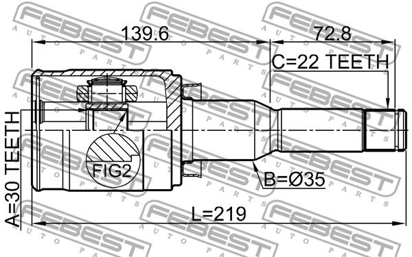 ШРУС внутренний L (компл.) CHEVROLET Aveo III 2011-> /30X35X22 FEBEST 1011-T300LH