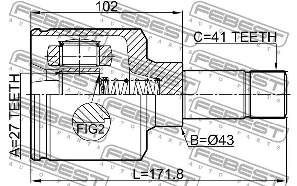 ШРУС внутренний L (компл) FEBEST 2511-BOX3LH