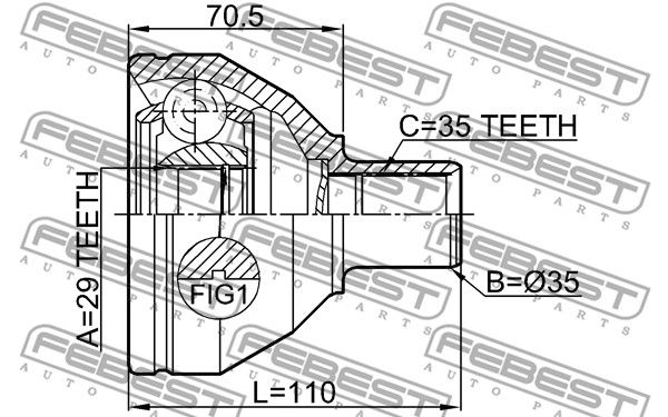 ШРУС внутренний L (компл) VOLVO S60/S80/V70/V90/XC70/XC90 FEBEST 2711-XC90LH