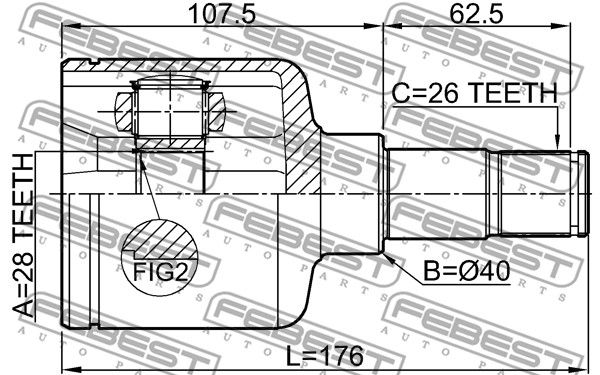 Шрус внутренний L 28x40x26 FORD MONDEO CA2 2007-2014 FEBEST 2111-CA220LH