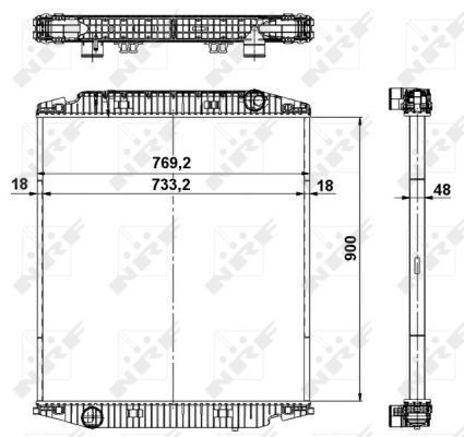 NRF 549568_радиатор системы охлажд.! без мет. рамы пластик/алюм.900x772,6x48\Iveco EuroTech