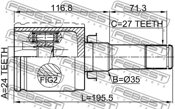 ШРУС внутренний L=R (компл) CADILLAC SRX 2010-> FEBEST 3211-SRXLF1