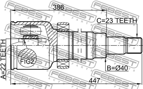 Шрус внутренний R 22x40x23 FORD FOCUS CB4 2008-2011 FEBEST 2111-FOCIIMTRH