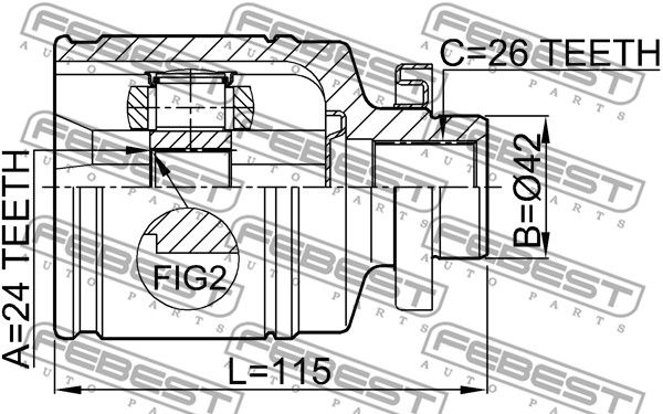 Шрус внутренний R 24x42x26 HYUNDAI TUCSON 04 -OCT.2006 (2004-) FEBEST 2211-NS20RH