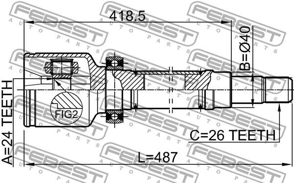 Шрус внутренний R 24x44.1x26 FORD FOCUS CB4 2008- FEBEST 2111-TC7RH