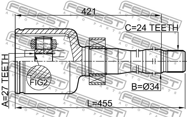 Шрус внутренний R 27x34x24 LEXUS RX270/350/450H AGL10,GGL15,GYL1 2008.12- FEBEST 0111-GGL15RH