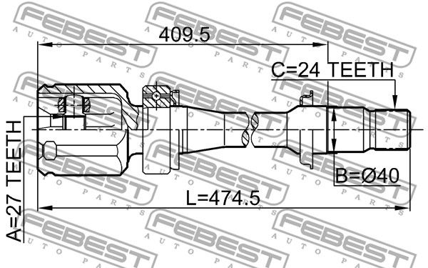 Шрус внутренний R 27x40x24 TOYOTA CAMRY 2006.01-2011.08 FEBEST 0111-ACV30RH