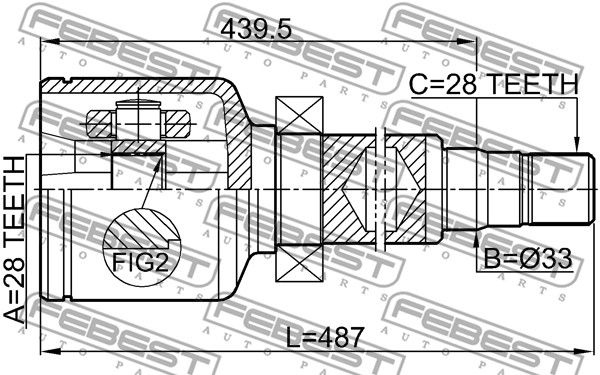 Шрус внутренний R 28x33x28 FORD MONDEO CA2 2007-2014 FEBEST 2111-AWF21RH