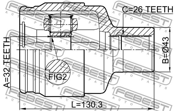 Шрус внутренний R 32x43x26 CHEVROLET EPICA 2004-2010 FEBEST 1011-EVMTRH