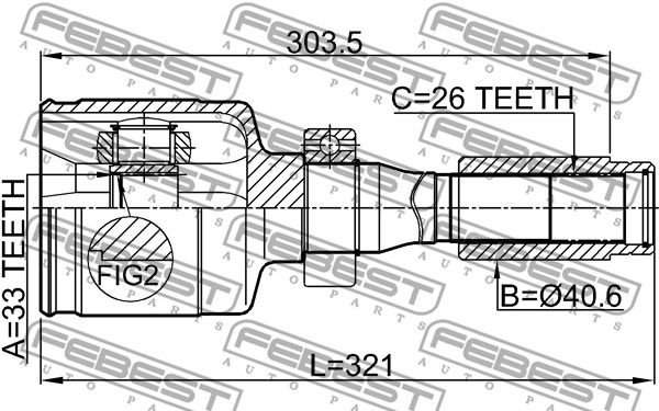 Шрус внутренний R 33x40.6x26 RENAULT DUSTER 2011- FEBEST 2411-DUSTRH