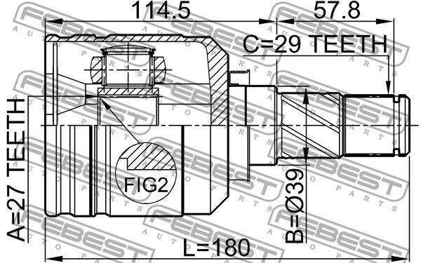 Шрус внутренний левый 27X39X29, NISSAN TEANA J31 20032008 FEBEST 0211-J31LH