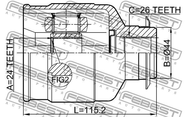 Шрус внутренний правый 24x44x26 HYUNDAI IX35/TUCSON 10MY 2009-2015 FEBEST 1211-IX354WDRH