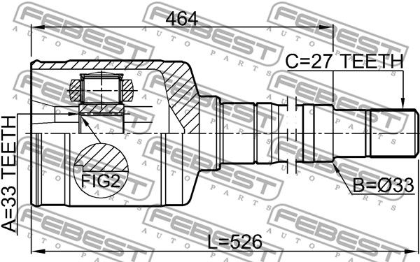 Шрус внутренний правый 33x35x27 NISSAN X-TRAIL RUSMAKE T31R 2009.10- [EL] FEBEST 0211-T31RH