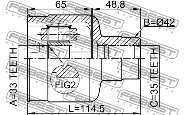 ШРУС внутренний правый 33x42x35 FORD MONDEO GE 2000-2007 [EU] FEBEST 2111-GERH