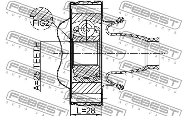 ШРУС карданного вала (компл.) JEEP Grand Cherokee II 97-04/Liberty 00-07 /25X86 FEBEST 2011-GRCHSHA