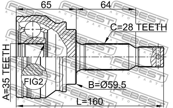 ШРУС наружний MITSUBISHI ASX/Lancer X/Outlander II FEBEST 0410-CW5