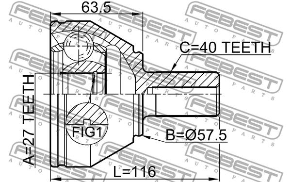 Шрус наружный 27x57.3x40 LAND ROVER FREELANDER II 2006-2014 FEBEST 2910-FLIIF