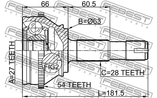 Шрус наружный 27x63x28 FIAT DUCATO 2006- FEBEST 2810-DUCA54