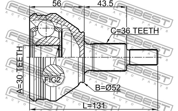 ШРУС наружный 30x52x36 FEBEST 2310-PV