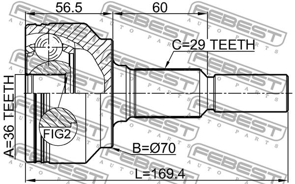 Шрус наружный 36x68x29 JEEP GRAND CHEROKEE III 2004-2010 FEBEST 2010-GRCH