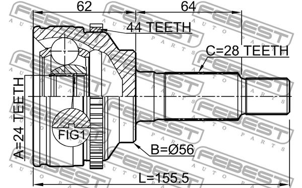 ШРУС наружный L=R (компл) MAZDA Tribute 00-08 FEBEST 0510-TRIBA44