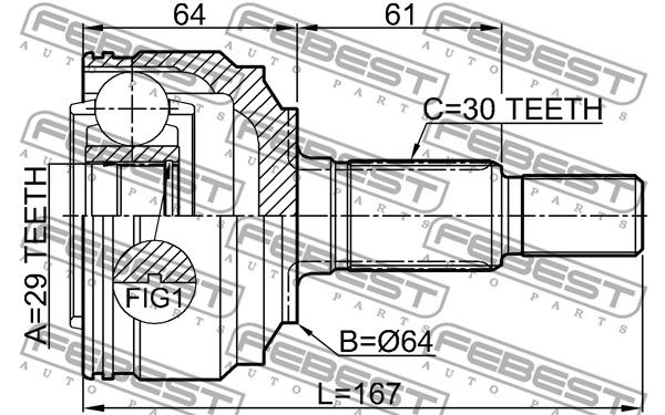 ШРУС наружный задний (компл.) AUDI Q7/VW Touareg 02-10 FEBEST 1710-Q7R