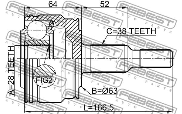 ШРУС наружный задний (компл.) VW Touareg 02-10 /28X63X38 FEBEST 2310-TOUARR