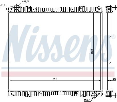 NS640670_радиатор системы охлаждения ! без мет.рамки 860x990x40 \Scania R-Series 03/04>