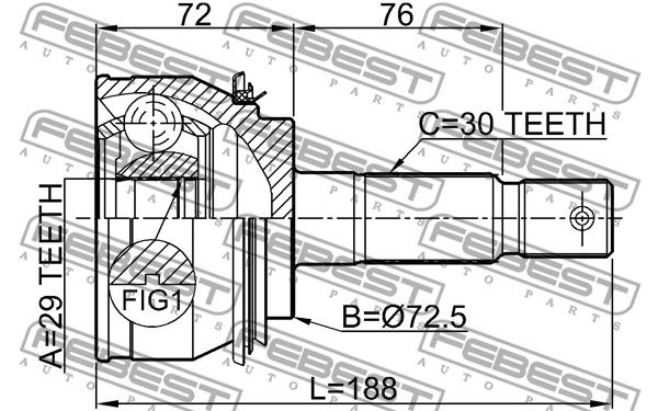 0110-080_ШРУС наружный к-кт! 29x72.5x30\ Toyota Hilux 04-12