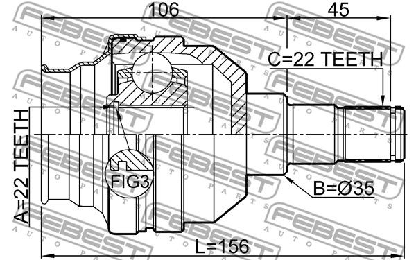 1011-T255LH_ШРУС внутренний левый к-кт! 22x35x22\ Chevrolet Lacetti 1.4/Aveo T250 1.2 08>