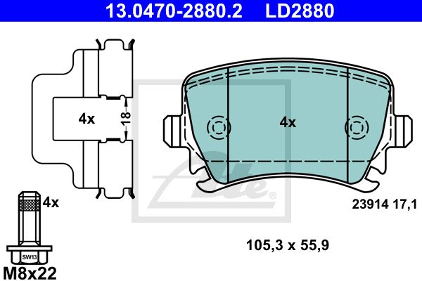 13.0470-2880.2_=GDB1622=1031 00 !колодки дисковые з.\ VW Golf/Passat 1.4/1.6/1.9TDi/2.0TDi 03>