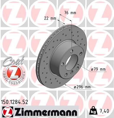 150.1284.52_диск тормозной !Sport перед. 296x22/76-5x120 \ BMW E39 2.0-3.5 M47-M62 95>