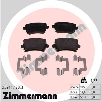 23914.170.3_колодки дисковые !задн. 105x56x17 \ Audi A3 диск 16' 03>, VW Touran диск 15' 03>