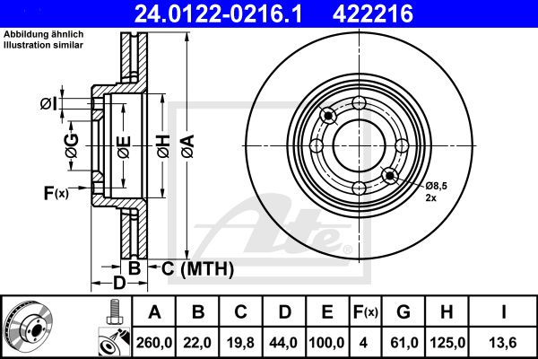 24.0122-0216.1_диск тормозной передний!\ Nissan Micra, Renault Clio III 1.0-1.5DCi 03>