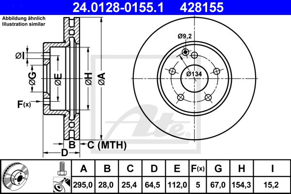 24.0128-0155.1_диск тормозной передний!\ MB W204/S204/W212 2.0-2.8i/2.2/2.5CDi 07>