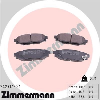 24271.150.1_колодки дисковые !задн. 110x37x14 \ Subaru Legacy IV 2.0i/2.5 I/Outback 2.5i 03>