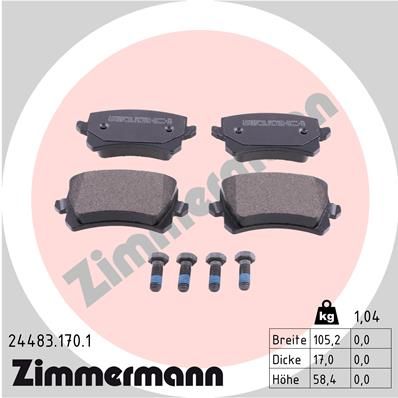 24483.170.1_колодки дисковые !задн. 106x56x17 \ VW Tiguan 1.4TFSi/2.0TDi/2.0TFSi 07>